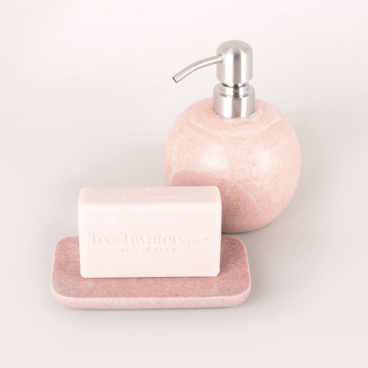 Pink Round Marble Soap Dispenser NEW DIRECTION IMPORTS